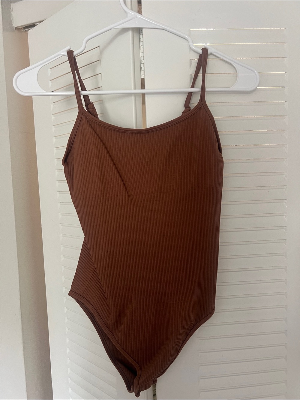 Kids Ribbed One-Piece Swimsuit in Brown